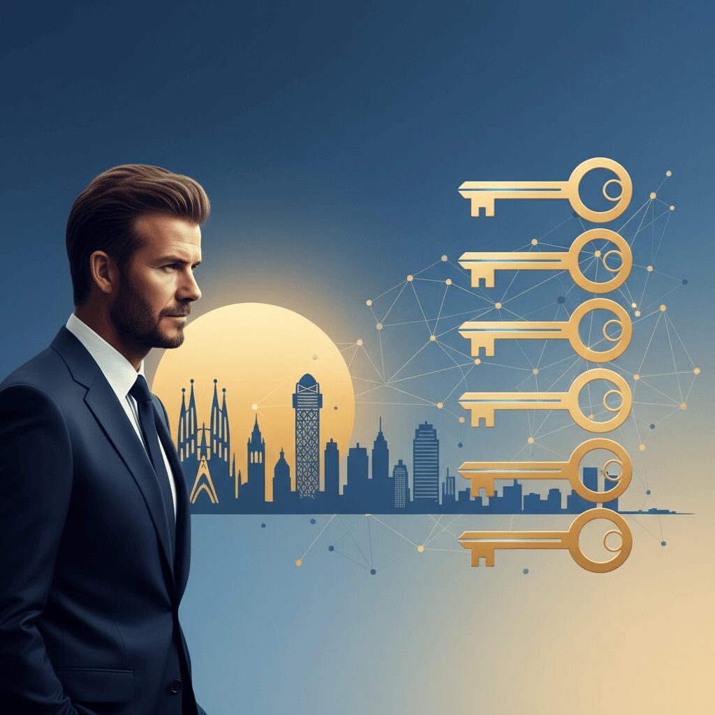 Photorealistic image of a professional person, possibly an expat, looking confidently at a Spanish tax document, suggesting awareness of Beckham's Law Spain benefits.