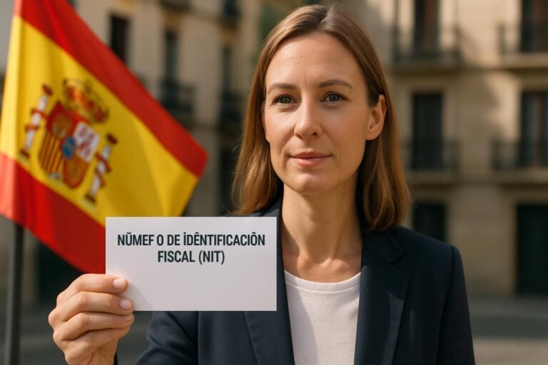 A British expat holding a NIF number in Spain with paperwork in the background.