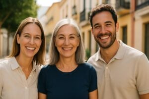 A diverse group of American expats in Spain enjoying a lively community event, highlighting the best countries for black expats.